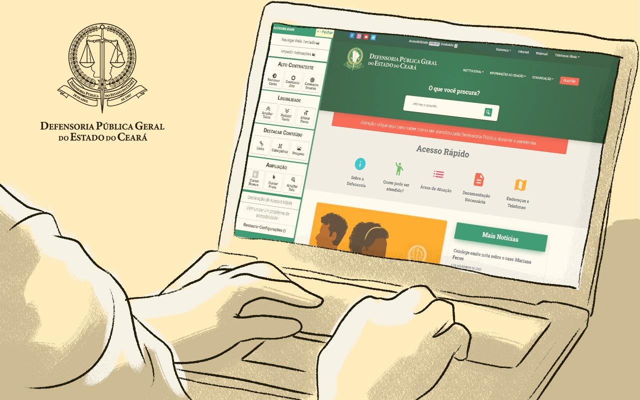 Site da Defensoria Pública do Ceará é 90% acessível