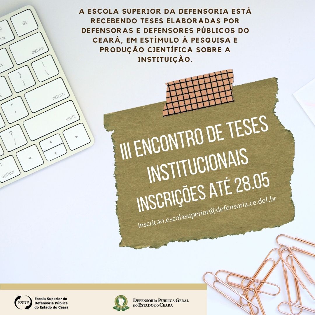 Defensores: Inscrevam-se no III Encontro de Teses Institucionais
