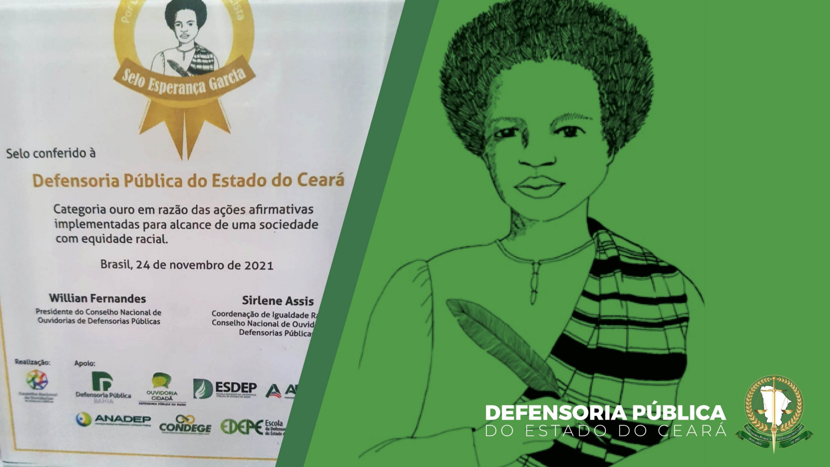Defensoria do Ceará recebe selo antirracista do Conselho Nacional das Ouvidorias Públicas