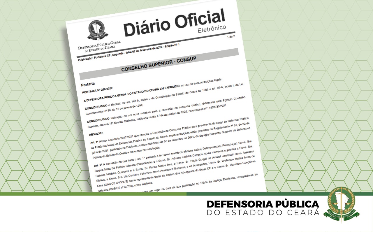 Começa a funcionar o Diário Oficial da Defensoria. Primeira publicação oficial foi a promoção de defensores