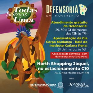 Card que traz o serviço do projeto. Atendimento gratuito de 29,30 e 31 de abril, de 13h às 17h, no North Shopping Joquei 