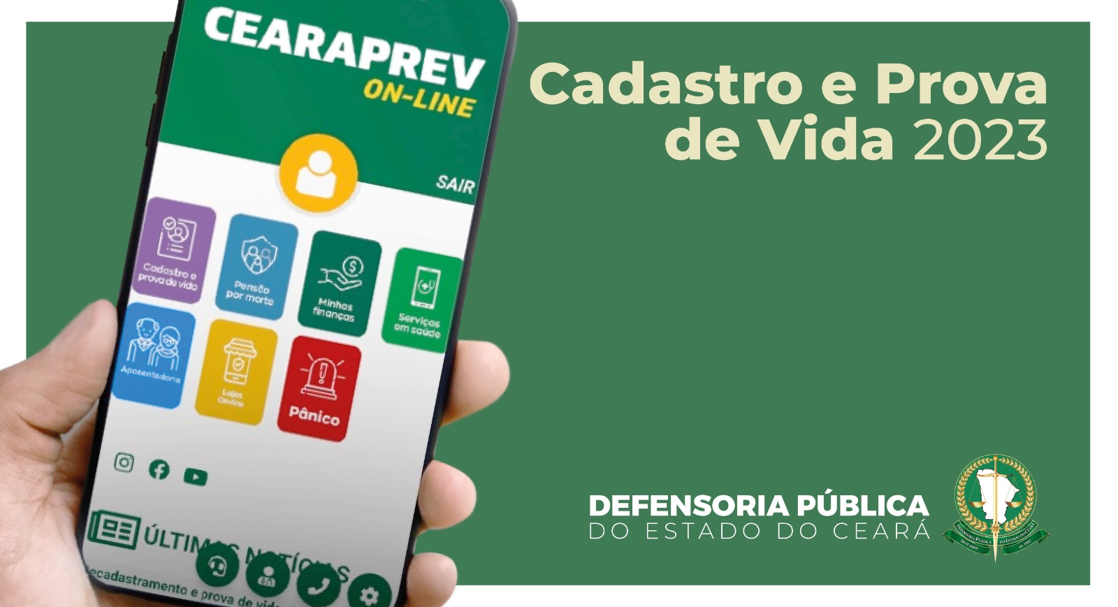 Atualização de cadastro e prova de vida de 2023 deve ser realizada até 30 junho pelo app do Cearaprev