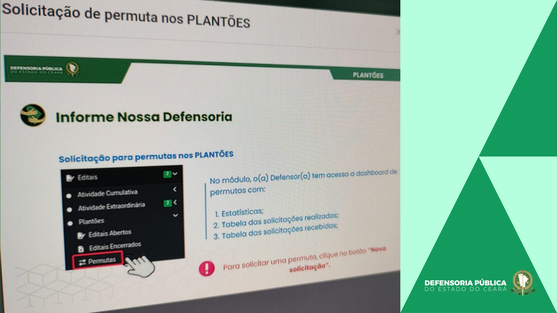 Defensoria implementa ferramenta para facilitar troca de plantões